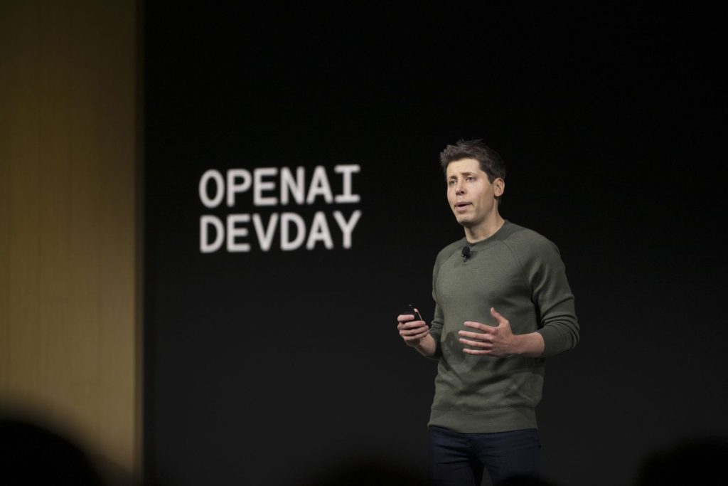 CEO of Open AI, Sam Altman giving speech