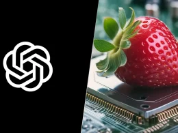 Open AI logo and Strawberry on Microprocessor