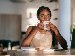 Black Girl drinking coffee