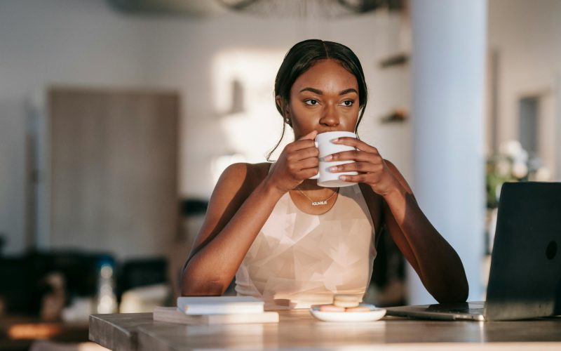 Black Girl drinking coffee